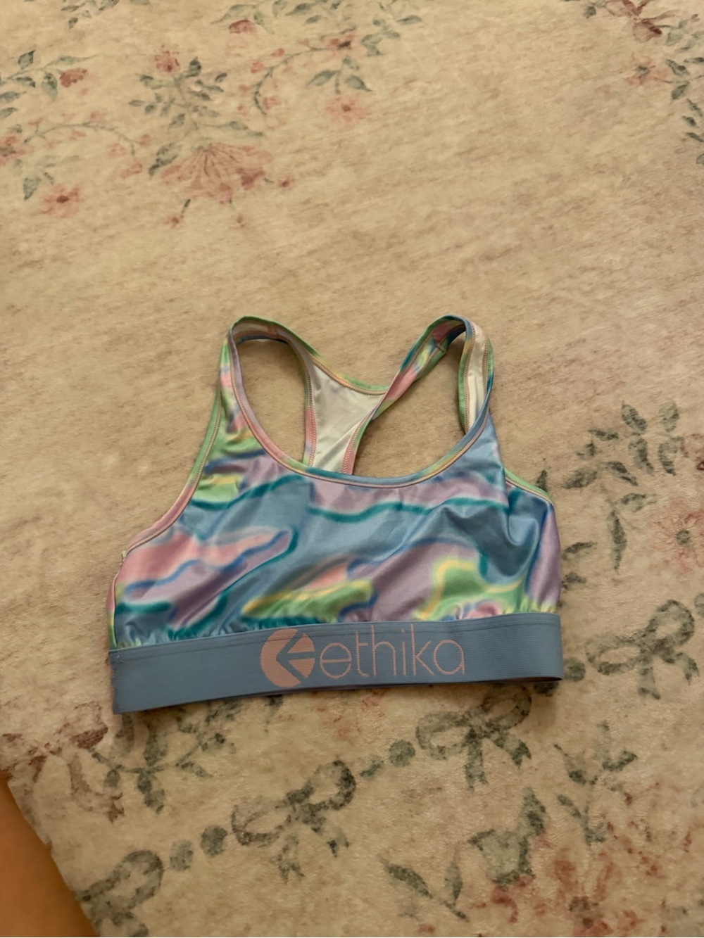 ethika Pastel Iridescent Blue Pink Green Racerback Swim Top